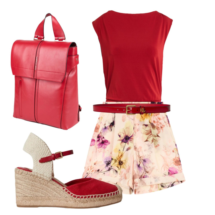Outfit donna - Total look #2399012. Stile Casual per Ufficio. Abbinamento con body, zaini, shorts, zeppe, cinture.