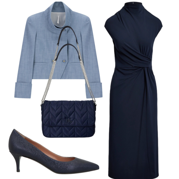 Outfit donna - Total look #2399089. Stile Chic per Cerimonia. Abbinamento con décolleté, cappotti, vestiti a tubino, borse a tracolla.