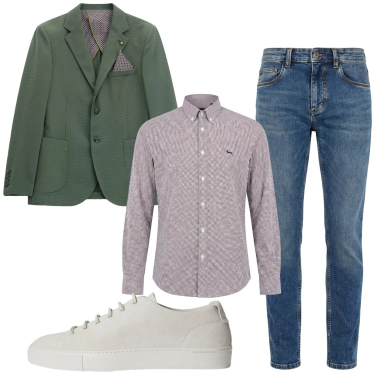 Outfit uomo - Giacca si ma con i jieans. Stile Trendy per Ufficio. Abbinamento con giacche, camicie, jeans slim fit, sneakers.