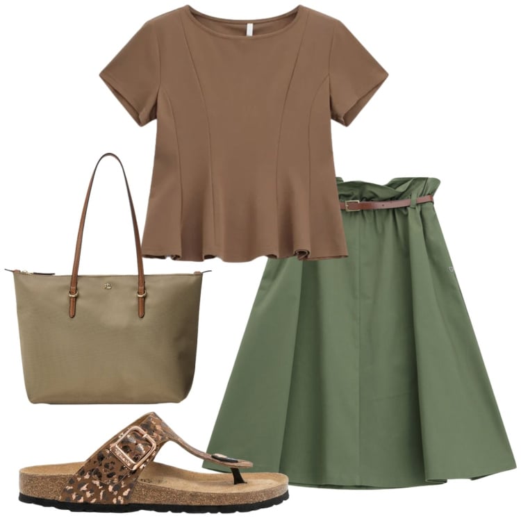 Outfit donna - Total look #2399119. Stile Basic per Ufficio. Abbinamento con infradito, gonne longuette, top, borse tote.
