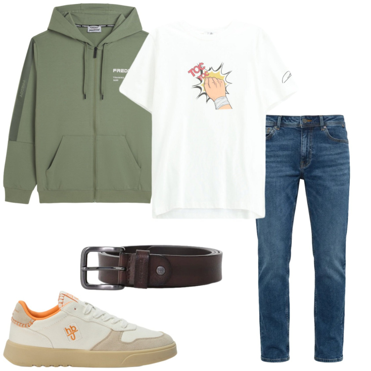Outfit uomo - Toc toc mi vesto cosi. Stile Casual per Tutti i giorni. Abbinamento con cinture, t-shirt, sneakers, jeans, felpe con cappuccio.