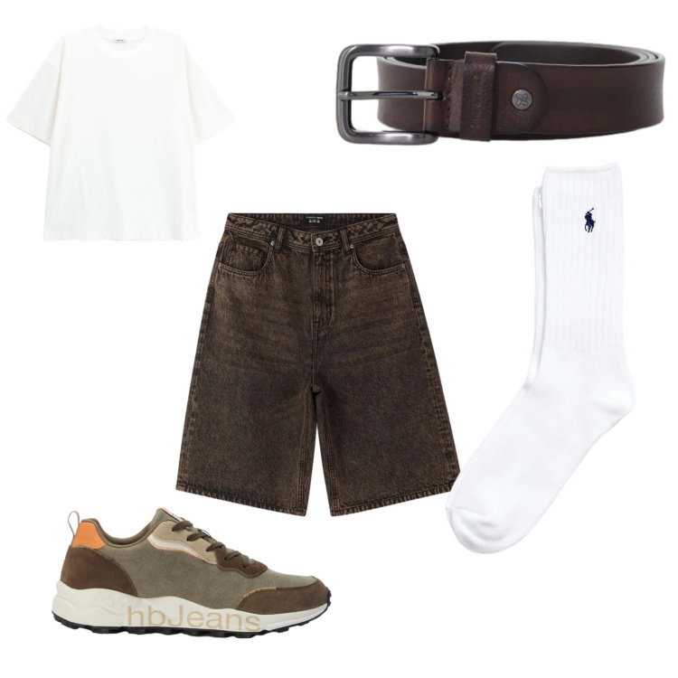Outfit uomo - Total look #2399194. Stile Casual per Tutti i giorni. Abbinamento con bermuda, cinture, t-shirt, sneakers, calzini.