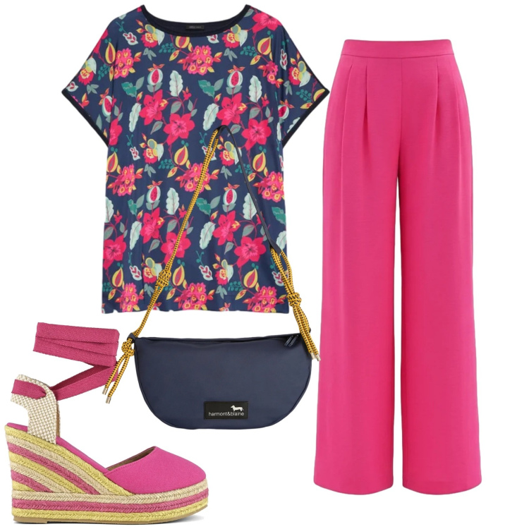 Outfit donna - Total look #2399199. Stile Basic per Tutti i giorni. Abbinamento con borse a tracolla, pantaloni a palazzo, maglieria, espadrillas.