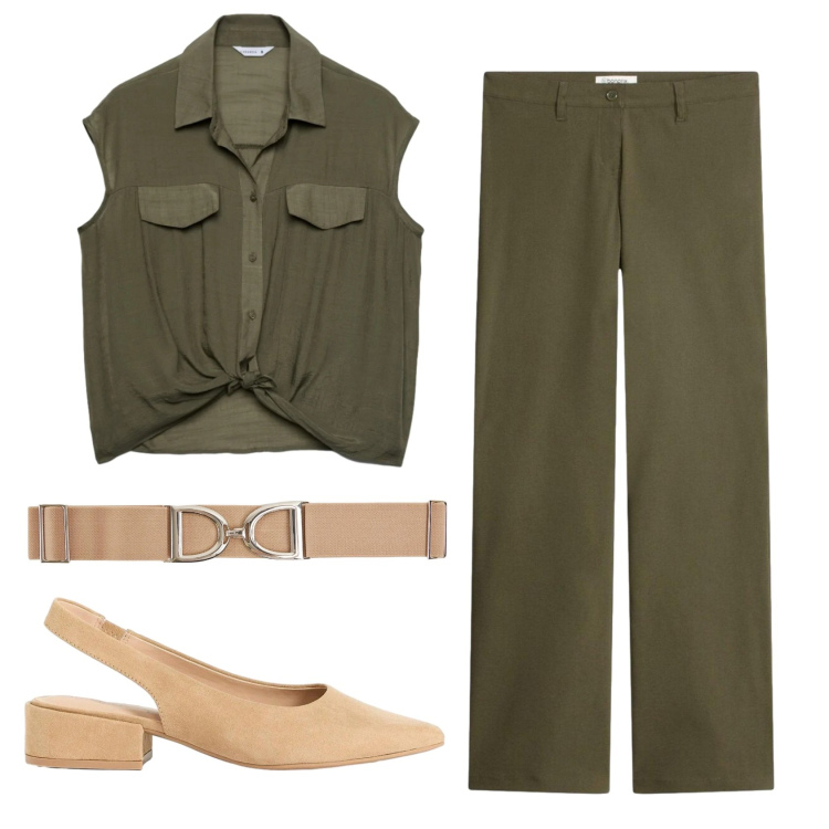 Outfit donna - Total look #2399203. Stile Basic per Ufficio. Abbinamento con décolleté, pantaloni, cinture, camicie a manica corta.