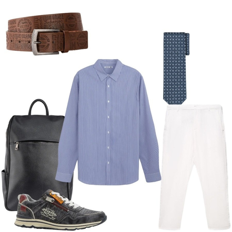Outfit uomo - Total look #2399211. Stile Urban per Tutti i giorni. Abbinamento con sneakers, cinture, camicie, pantaloni, cravatte, borse sportive.