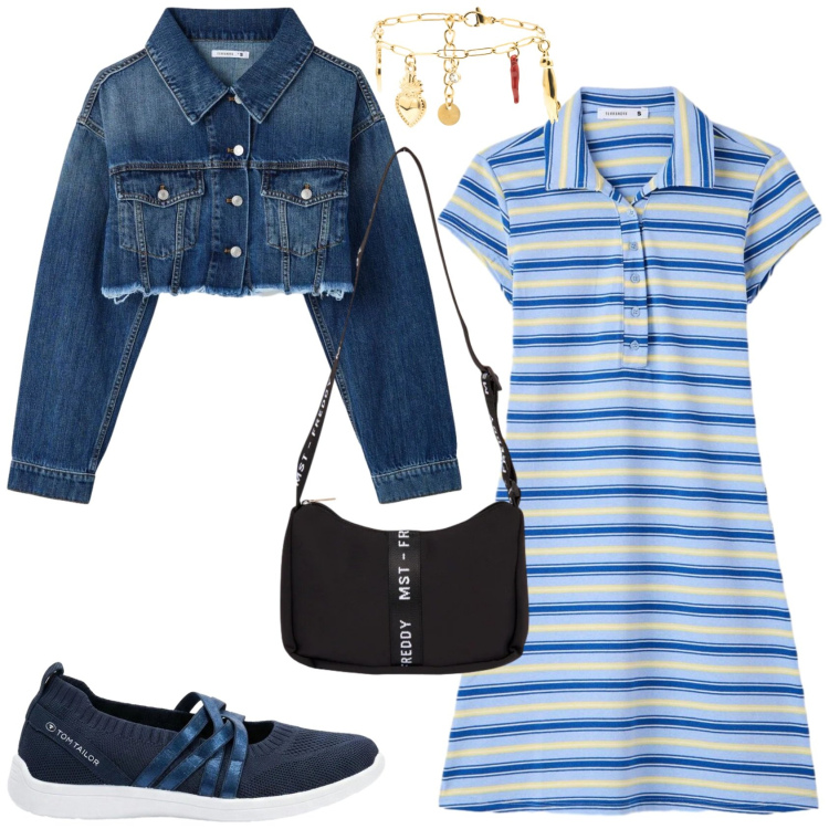 Outfit donna - Il vestito polo. Stile Casual per Tutti i giorni. Abbinamento con sneakers, cappotti, vestiti chemisier, braccialetti, borse a tracolla.