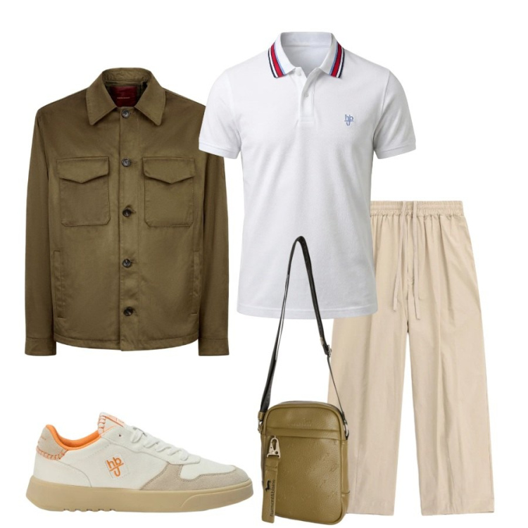 Outfit uomo - Total look #2399221. Stile Urban per Tutti i giorni. Abbinamento con pantaloni, borse sportive, sneakers, polo, giacche.
