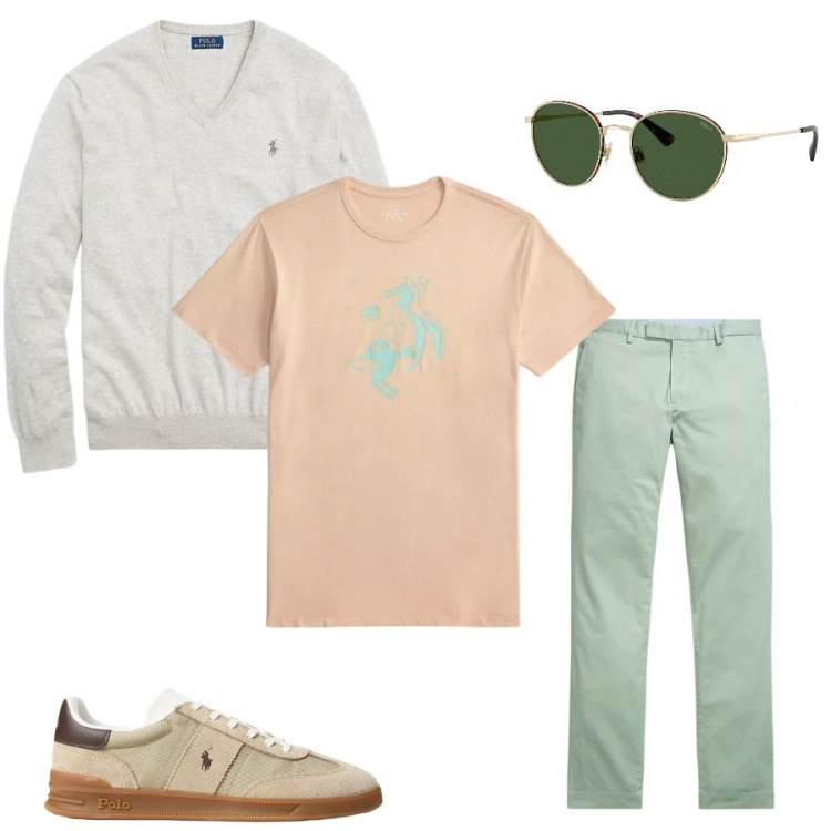 Outfit uomo - Total look #2399228. Stile Urban per Tutti i giorni. Abbinamento con t-shirt, maglieria, pantaloni, sneakers, occhiali da sole.