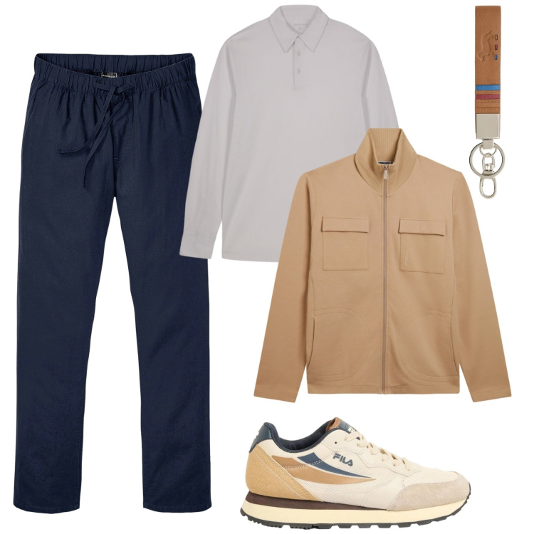 Outfit uomo - Serata con gli amici. Stile Urban per Tutti i giorni. Abbinamento con pantaloni, sneakers, portachiavi, felpe, polo.