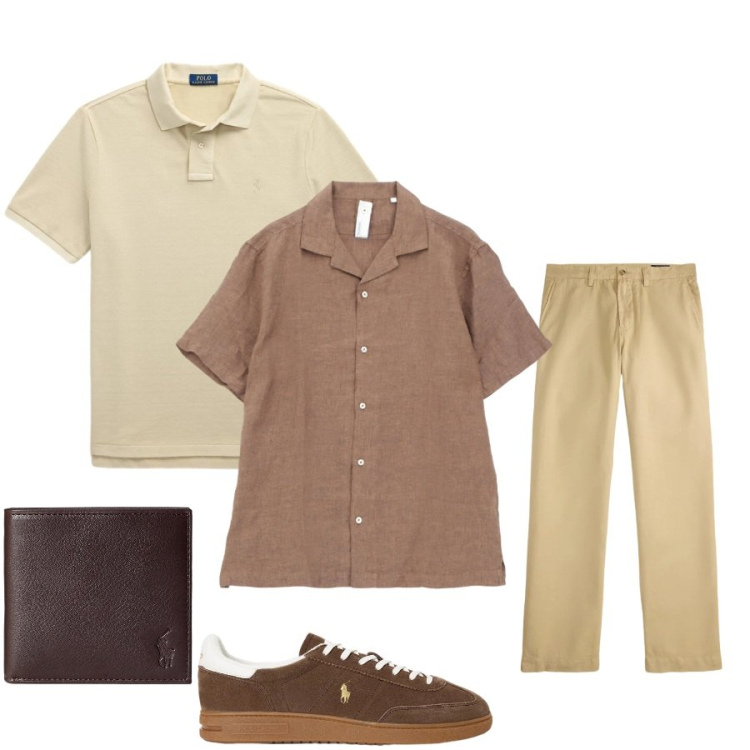Outfit uomo - Total look #2399247. Stile Urban per Tutti i giorni. Abbinamento con camicie a manica corta, portafogli, pantaloni, sneakers, polo.