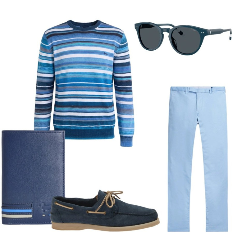 Outfit uomo - Total look #2399250. Stile Urban per Tutti i giorni. Abbinamento con pullovers, portafogli, scarpe stringate, pantaloni, occhiali da sole.