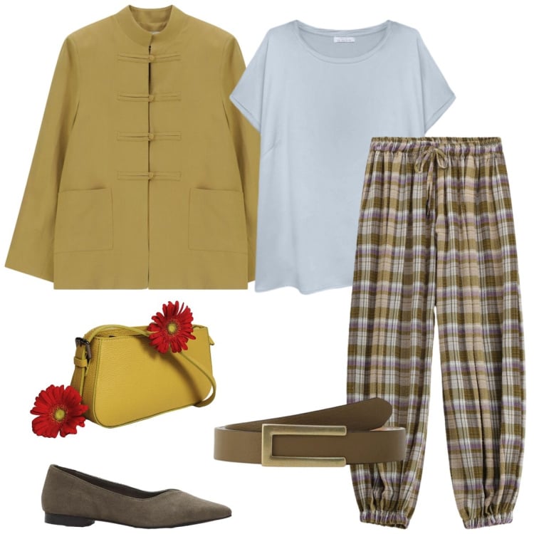 Outfit donna - China girl. Stile Etnico per Tutti i giorni. Abbinamento con ballerine, cinture, borse a spalla, pantaloni, cappotti, t-shirt.