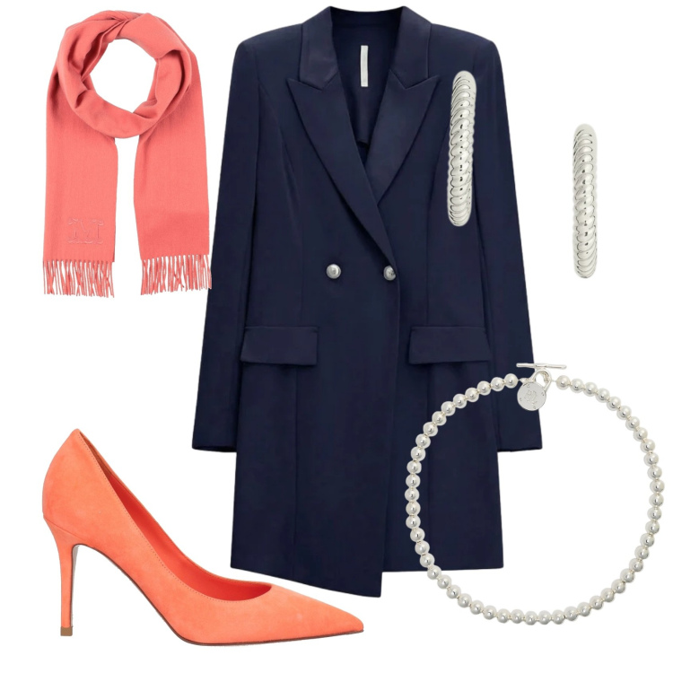 Outfit donna - Total look #2399305. Stile Mannish per Ufficio. Abbinamento con sciarpe, décolleté, vestiti corti, collane, orecchini.