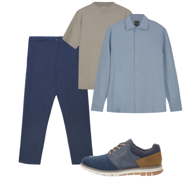 Outfit uomo - Weekend. Stile Casual per Tutti i giorni. Abbinamento con scarpe stringate, pantaloni, polo, t-shirt.