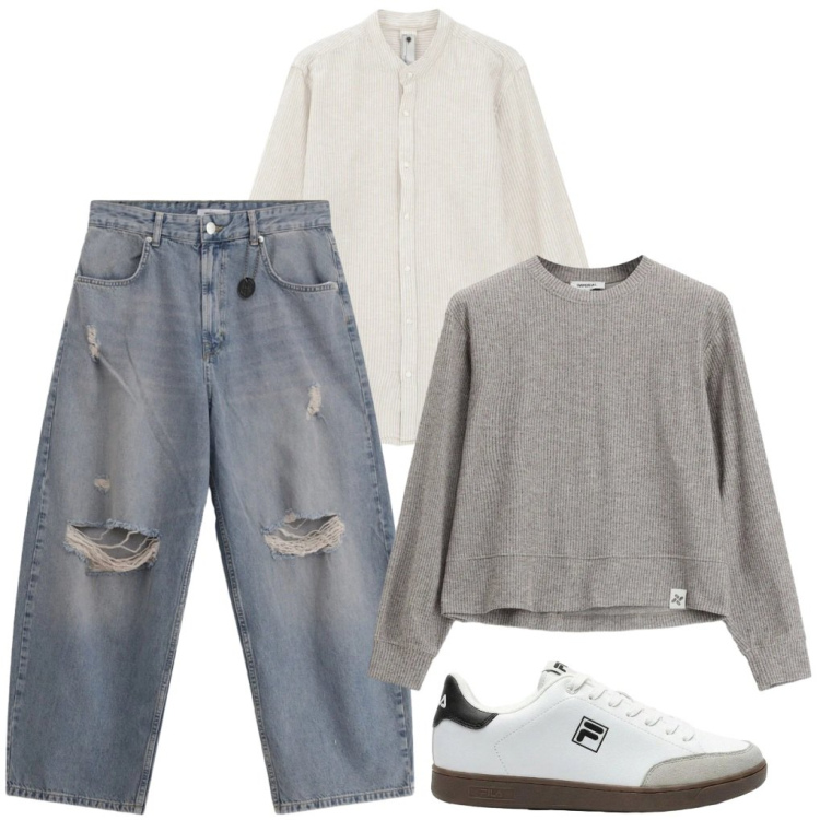 Outfit uomo - 88. Jeans strappati. Stile Trendy per Tutti i giorni. Abbinamento con sneakers, jeans strappati, felpe, camicie.