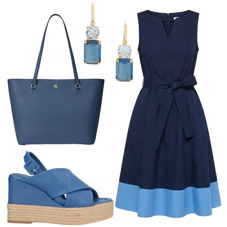 Outfit donna - Total look #2399325. Stile Casual chic per Tutti i giorni. Abbinamento con espadrillas, vestiti senza maniche, borse tote, orecchini.