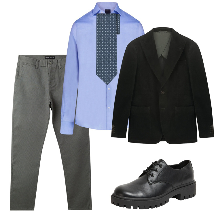 Outfit uomo - Serata. Stile Business/Elegante per Serata speciale. Abbinamento con pantaloni chino, scarpe stringate, giacche, camicie, cravatte.