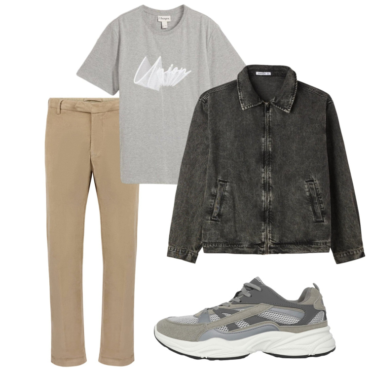 Outfit uomo - Neutri. Stile Casual per Tutti i giorni. Abbinamento con t-shirt, sneakers, cappotti, pantaloni.