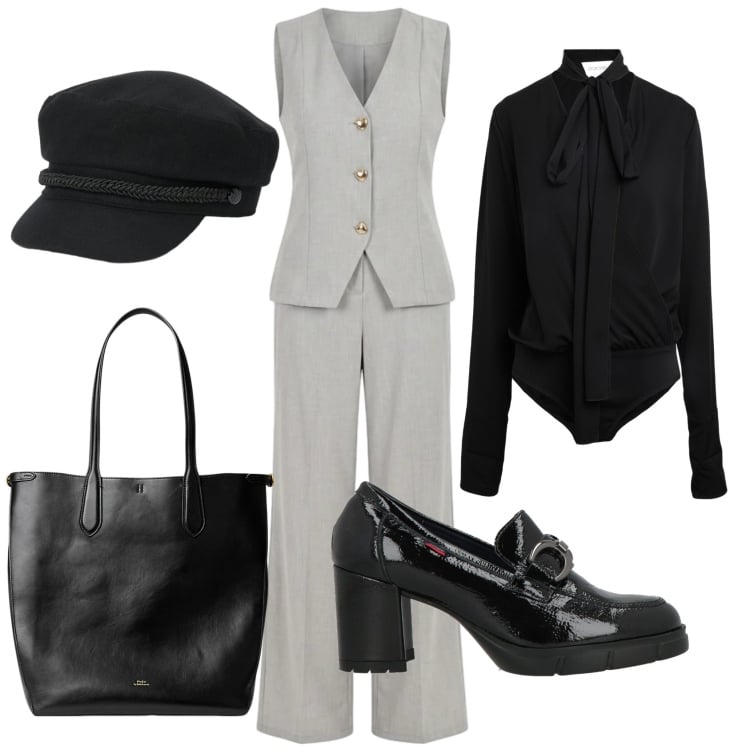 Outfit donna - Total look #2399342. Stile Mannish per Ufficio. Abbinamento con body, mocassini, tute, borse tote, cappelli.