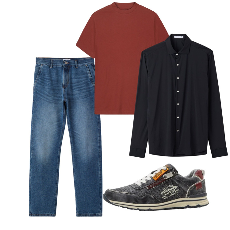 Outfit uomo - Casual chic mood. Stile Casual per Tutti i giorni. Abbinamento con sneakers, jeans dritti, camicie, t-shirt.