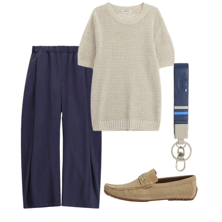 Outfit uomo - Over trendy. Stile Trendy per Tutti i giorni. Abbinamento con pantaloni, maglieria, portachiavi, scarpe stringate.