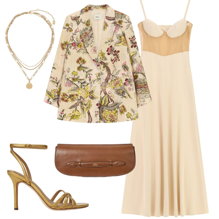 Outfit donna - Trasparenze e stampe. Stile Glamour per Cerimonia. Abbinamento con vestiti lunghi, blazer, ciondoli, clutch, sandali in pelle.
