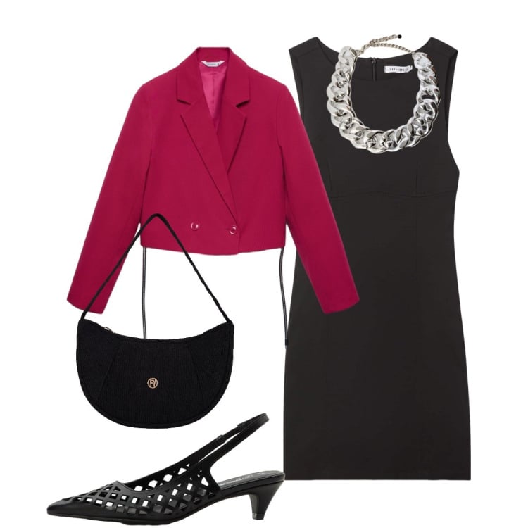 Outfit donna - Aperitivo primaverile. Stile Chic per Tutti i giorni. Abbinamento con décolleté, vestiti a tubino, blazer, collane, borse a mano.