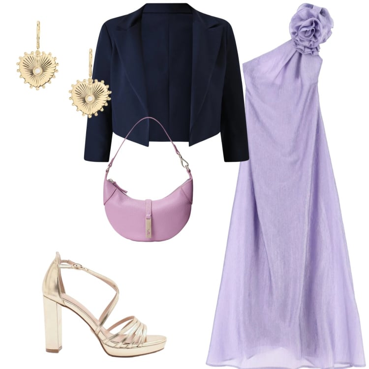 Outfit donna - Promesse. per Cerimonia. Abbinamento con vestiti lunghi, bolero, sandali col tacco, borse a spalla, orecchini.