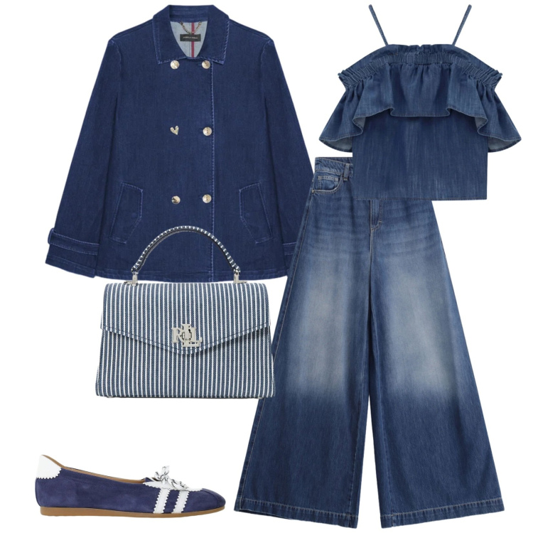 Outfit donna - Total look #2399632. Stile Casual chic per Tutti i giorni. Abbinamento con jeans, top, ballerine, trench, borse a mano.