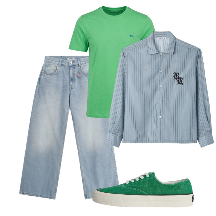 Outfit uomo - Camicia corta e tshirt. Stile Casual per Tutti i giorni. Abbinamento con camicie, jeans, t-shirt, sneakers.