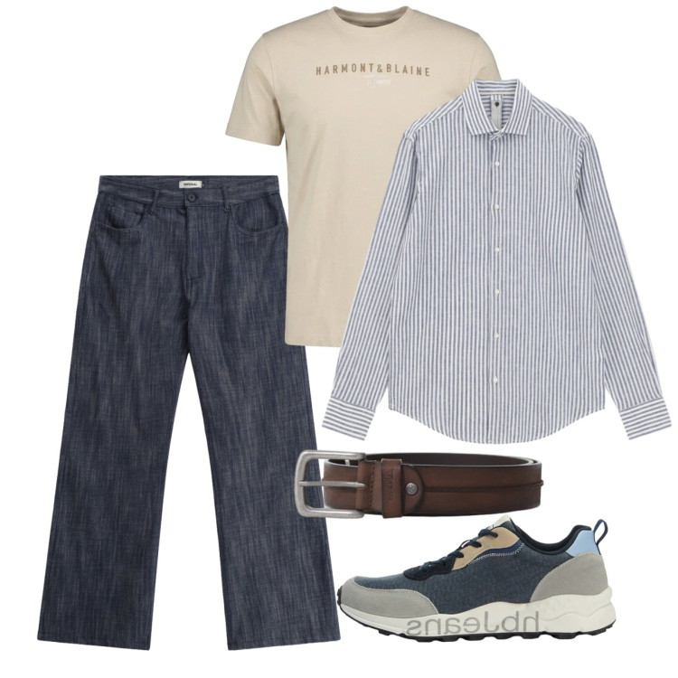 Outfit uomo - Casual curato. Stile Casual per Tutti i giorni. Abbinamento con jeans, camicie, cinture, sneakers, t-shirt.
