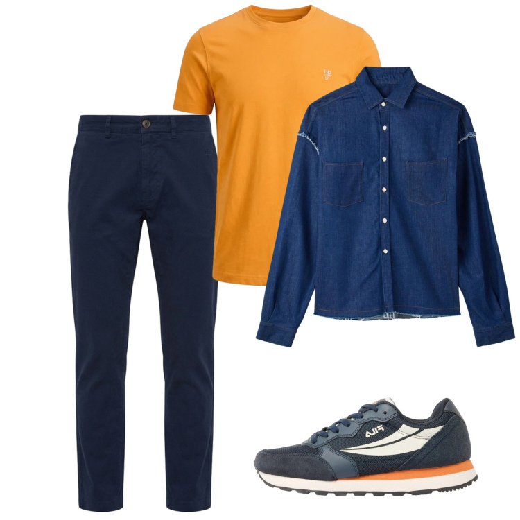Outfit uomo - Maggio. Stile Casual per Tutti i giorni. Abbinamento con sneakers, camicie, t-shirt, pantaloni.