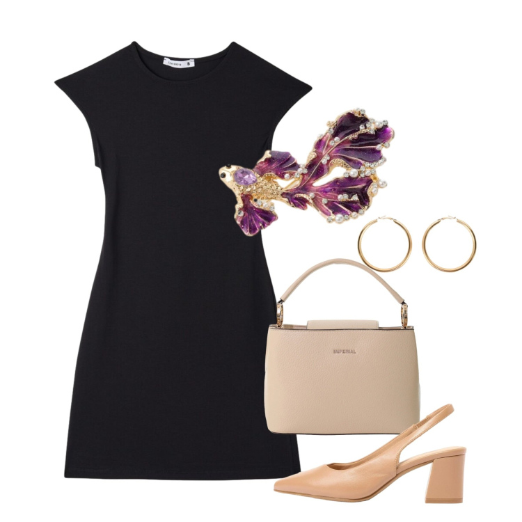 Outfit donna - Un classico senza tempo. Stile Chic per Serata fuori. Abbinamento con décolleté, vestiti corti, borse a secchiello, orecchini, blazer.