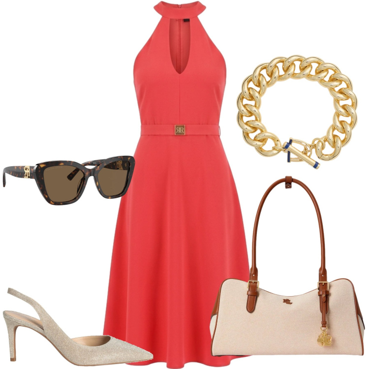 Outfit donna - Finishing Touch. Stile Glamour per Cerimonia. Abbinamento con décolleté, vestiti midi/longuette, occhiali da sole, braccialetti, borse a mano.