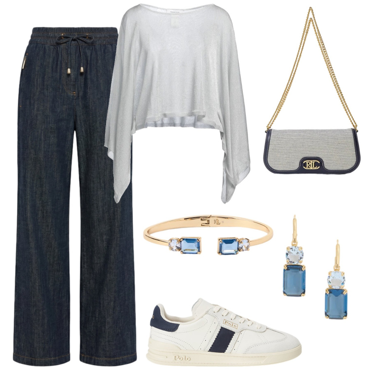 Outfit donna - Total look #2399709. Stile Casual chic per Tutti i giorni. Abbinamento con pullovers, pantaloni, sneakers, orecchini, braccialetti, borse a spalla.