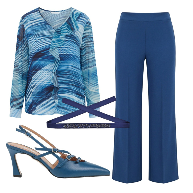 Outfit donna - Total look #2399723. Stile Basic per Ufficio. Abbinamento con décolleté, pantaloni a palazzo, cinture, bluse.