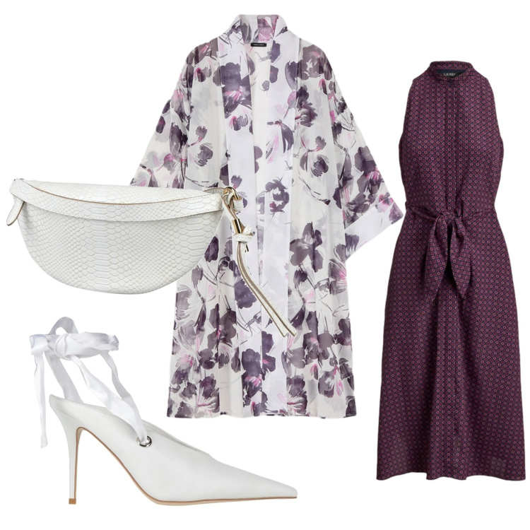 Outfit donna - Total look #2399753. Stile Trendy per Cerimonia. Abbinamento con décolleté, marsupi, caftani, vestiti midi/longuette.