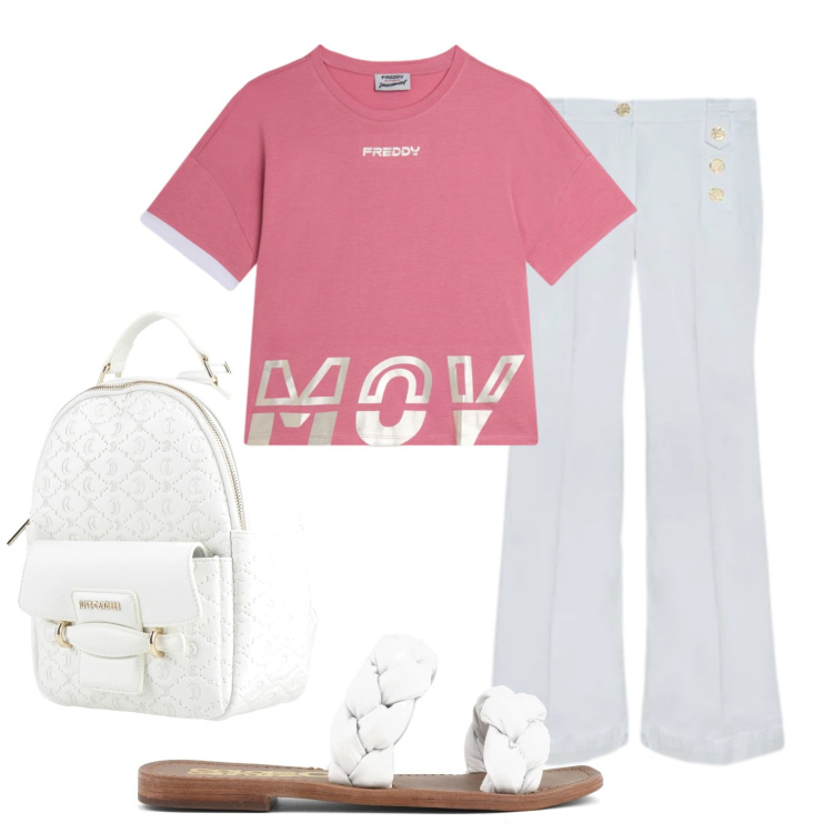 Outfit donna - Total look #2399762. Stile Basic per Tutti i giorni. Abbinamento con zaini, t-shirt, jeans, ciabatte.