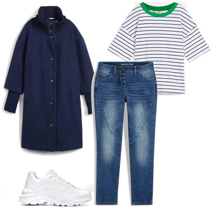 Outfit femme - Dansons sous la pluie. Style Casual pour Tous les jours. Assortir avec sneakers, manteaux, jean boyfriend, t-shirts.