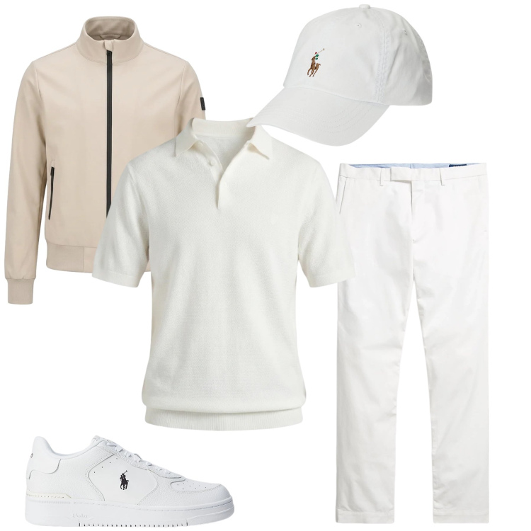 Outfit uomo - Total look #2399880. Stile Urban per Tutti i giorni. Abbinamento con polo, pantaloni chino, sneakers, cappelli, bomber.