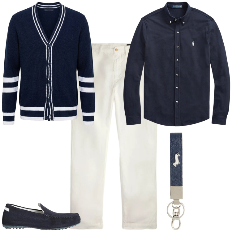 Outfit uomo - Trendy serata speciale. Stile Trendy per Serata speciale. Abbinamento con scarpe stringate, portachiavi, cardigans, camicie, pantaloni.
