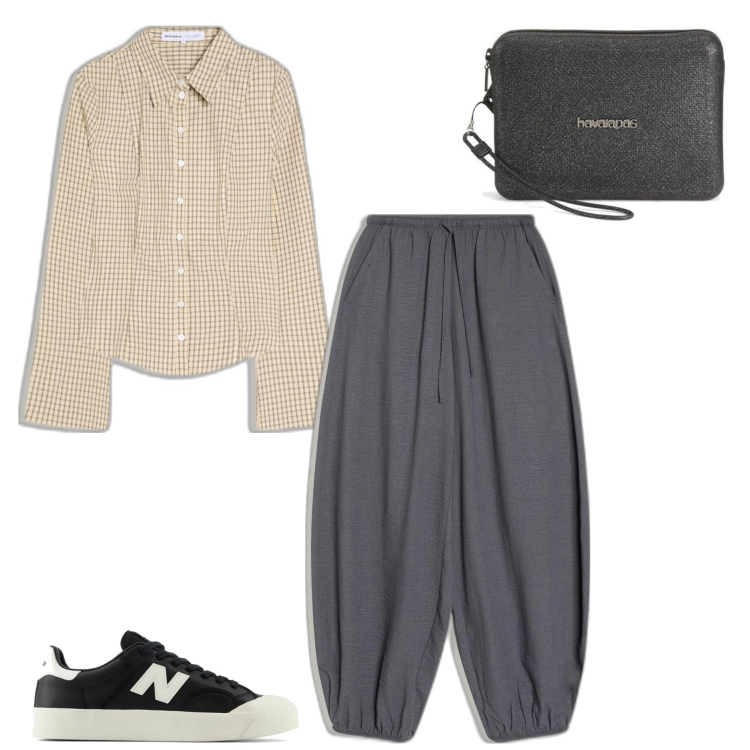 Outfit mujer - Casual chic #6674. Estilo Casual chic para Todos los días. Combinación con bolsos de mano, pantalones, sneakers, camisas.