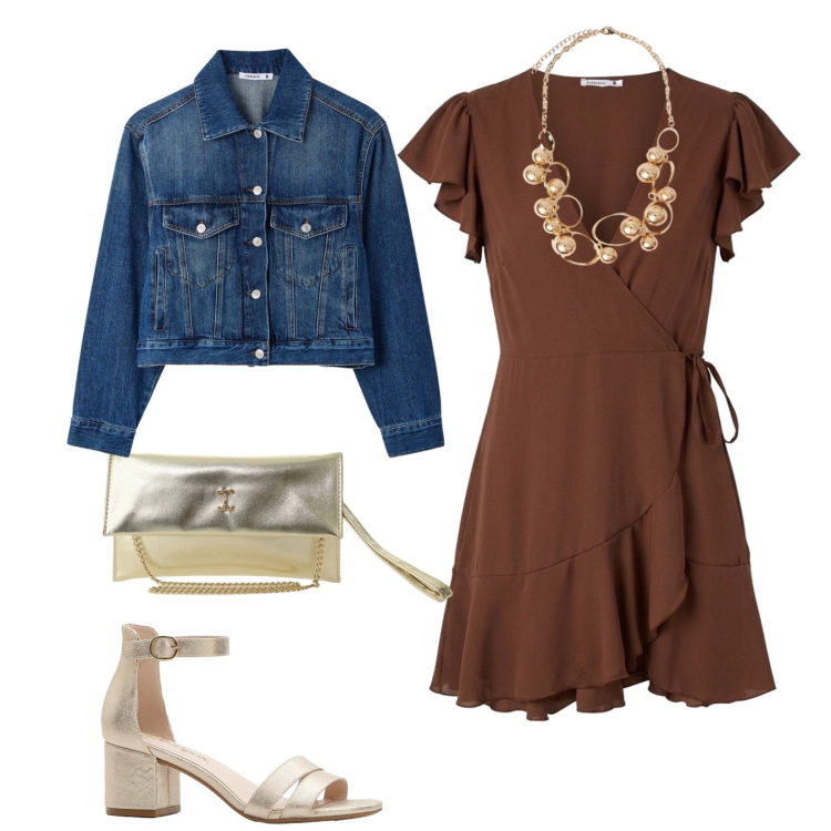 Outfit donna - Total look #2399896. Stile Chic per Serata fuori. Abbinamento con sandali col tacco, cappotti, vestiti corti, borse a tracolla, collane.