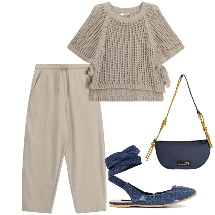 Outfit donna - Total look #2399897. Stile Basic per Tutti i giorni. Abbinamento con borse a tracolla, top, pantaloni, ballerine.