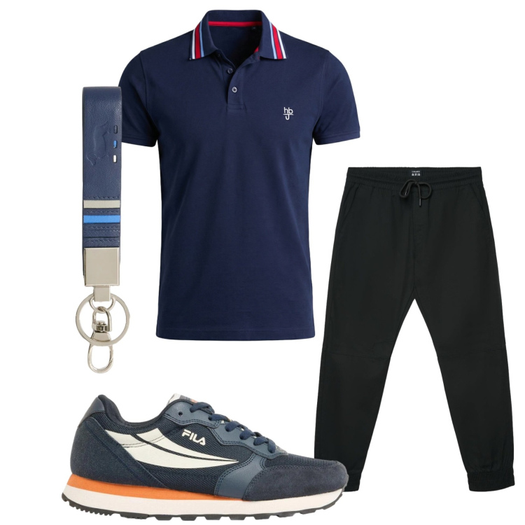 Outfit uomo - Total look #2399924. Stile Trendy Abbinamento con sneakers, pantaloni corti, portachiavi, polo.