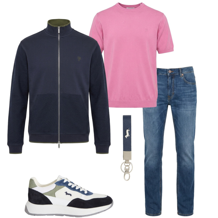 Outfit uomo - Harmont & Blaine. Stile Casual per Tutti i giorni. Abbinamento con sneakers, portachiavi, jeans, felpe, t-shirt.
