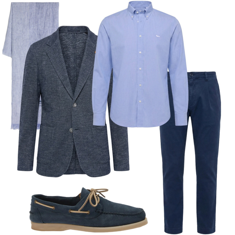 Outfit uomo - In ufficio. Stile Business/Elegante per Ufficio. Abbinamento con sciarpe, camicie, scarpe stringate, pantaloni, giacche.