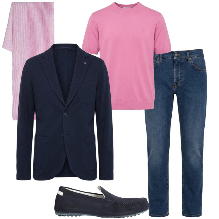 Outfit uomo - Sporty chic a maggio. Stile Trendy per Serata speciale. Abbinamento con scarpe stringate, jeans, sciarpe, t-shirt, giacche.