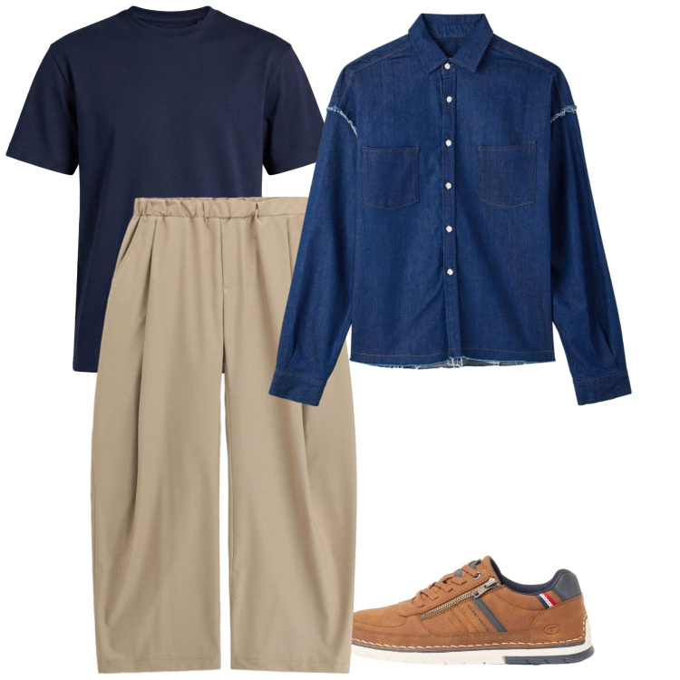 Outfit uomo - Maggio. Stile Casual per Tutti i giorni. Abbinamento con sneakers, camicie, pantaloni, t-shirt.