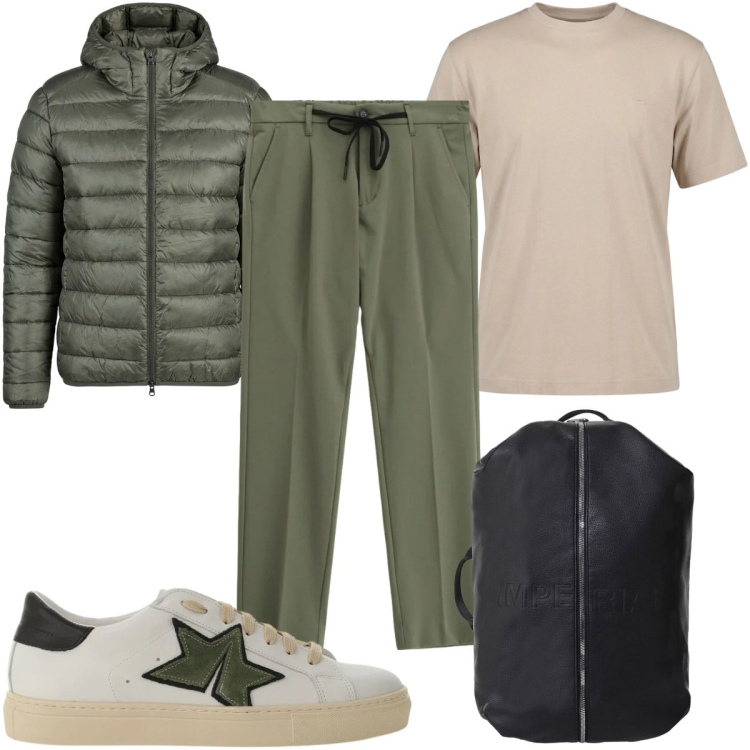Outfit uomo - Total look #2400316. Stile Casual per Tutti i giorni. Abbinamento con sneakers, borse sportive, pantaloni, t-shirt, giacche.